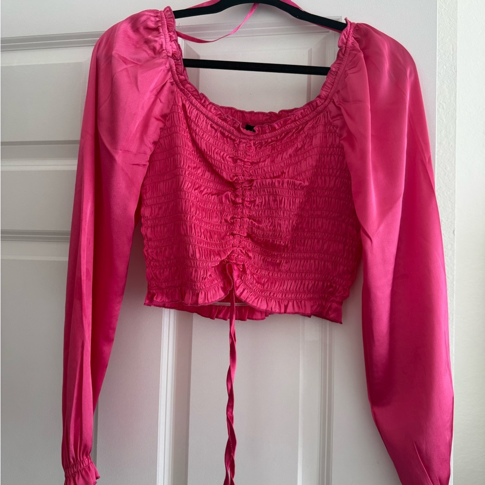 Elegant Pink Ruched Women's Top